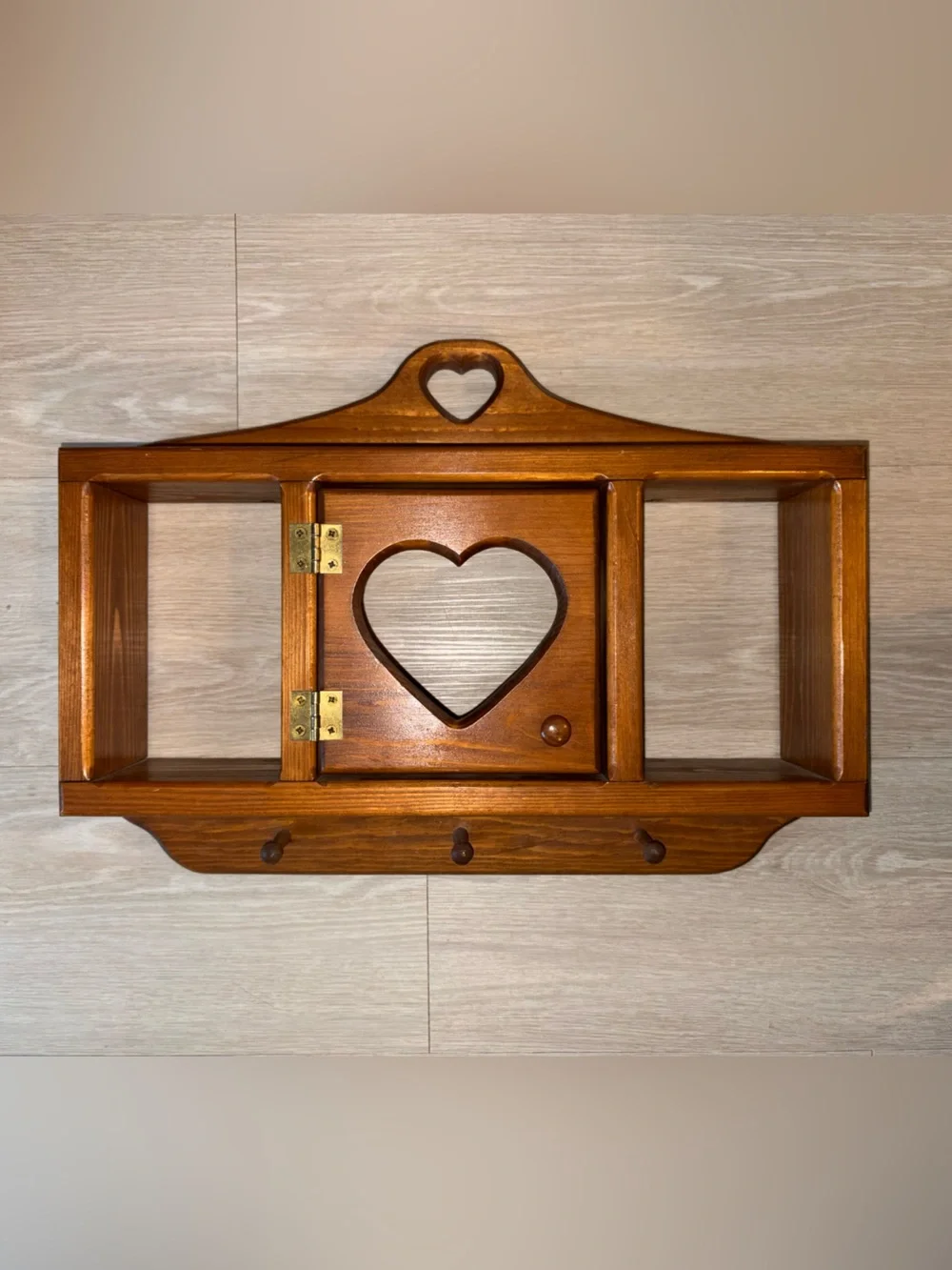 Cottagecore Wooden Heart Wall Shelf - Brown